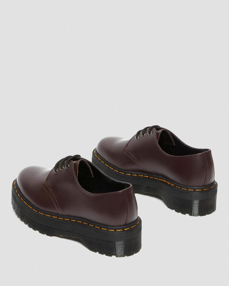 Burgundy Men's Dr Martens 1461 Smooth Leather Platform Shoes | CA 622GSO